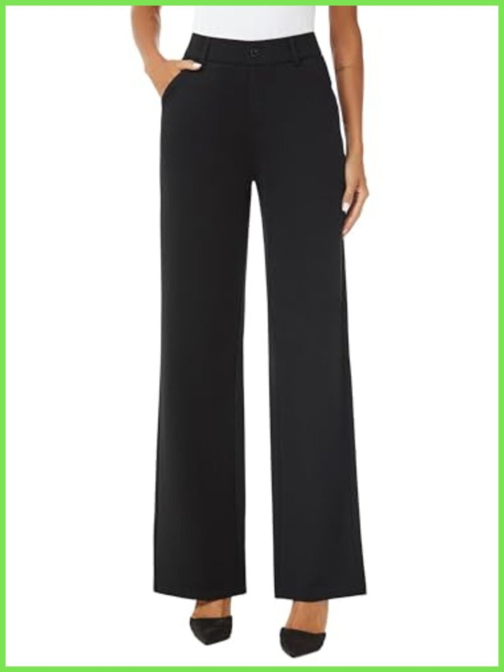 High Waisted Wide Leg Dress Pants Straight Leg Trousers Pockets